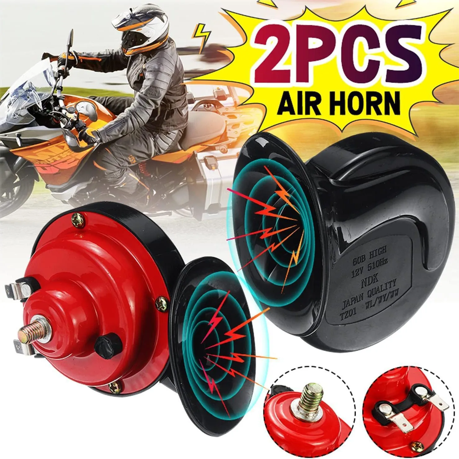 12V 300DB Super Loud Train Air Horn Waterproof Electric Signal Speaker Universal for Car Motorcycle Truck RV Boat Vehicle view 6