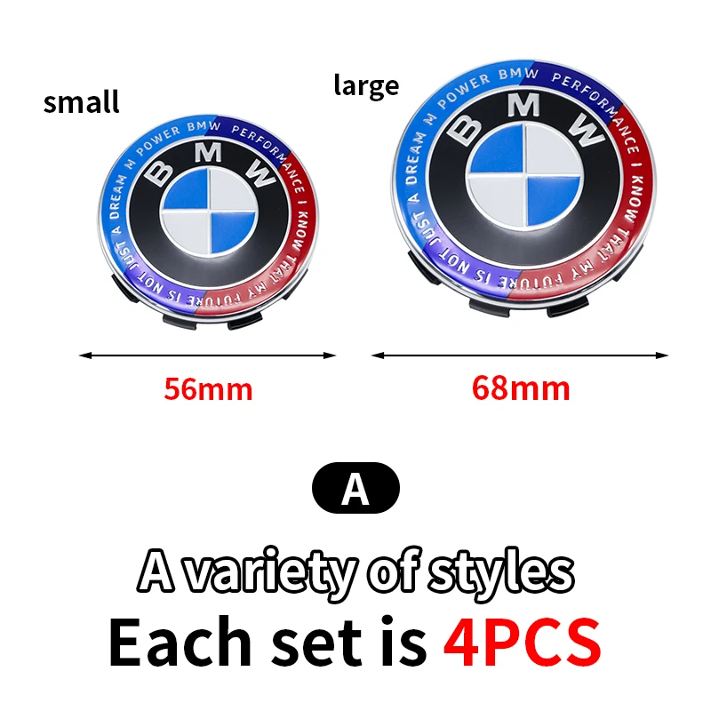 4pcs 56mm 68mm Wheel Hub Cap Emblem Sticker Car Decoration For BMW Performance F25 F26 F15 F16 E90 E91 E92 E60 E84 G22 X3 X5 X6