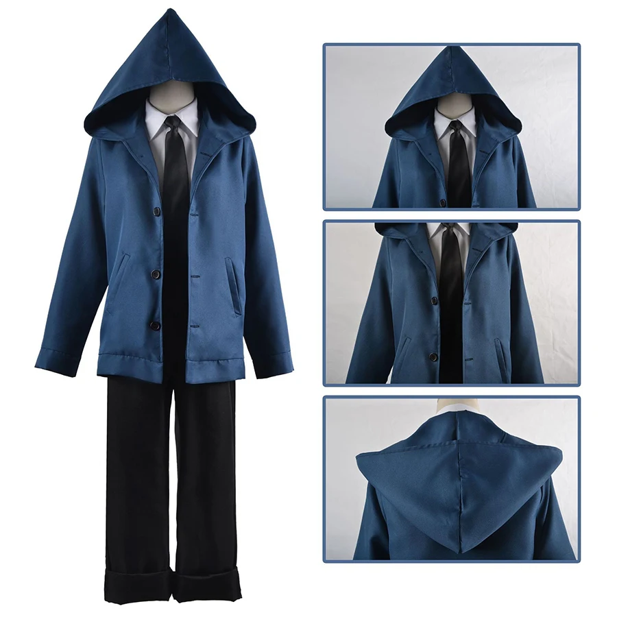 Anime Kettingzaag Man Power Cosplay Kostuum Rood Blauw Jasje Jas Pak Bloed Duivel Power Cosplay Uniform Pruik Halloween Vrouwen Kleding