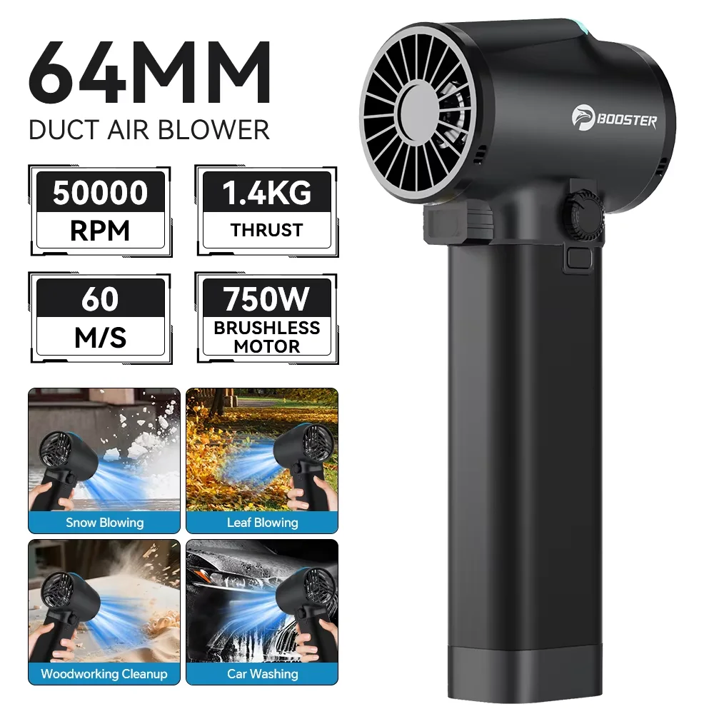 

Powerful Air Blower Turbo Fan 1400g Thrust 64mm Duct Handheld Blowing Tool Car Dryer for Cleaning Leaves, Snow and Sand