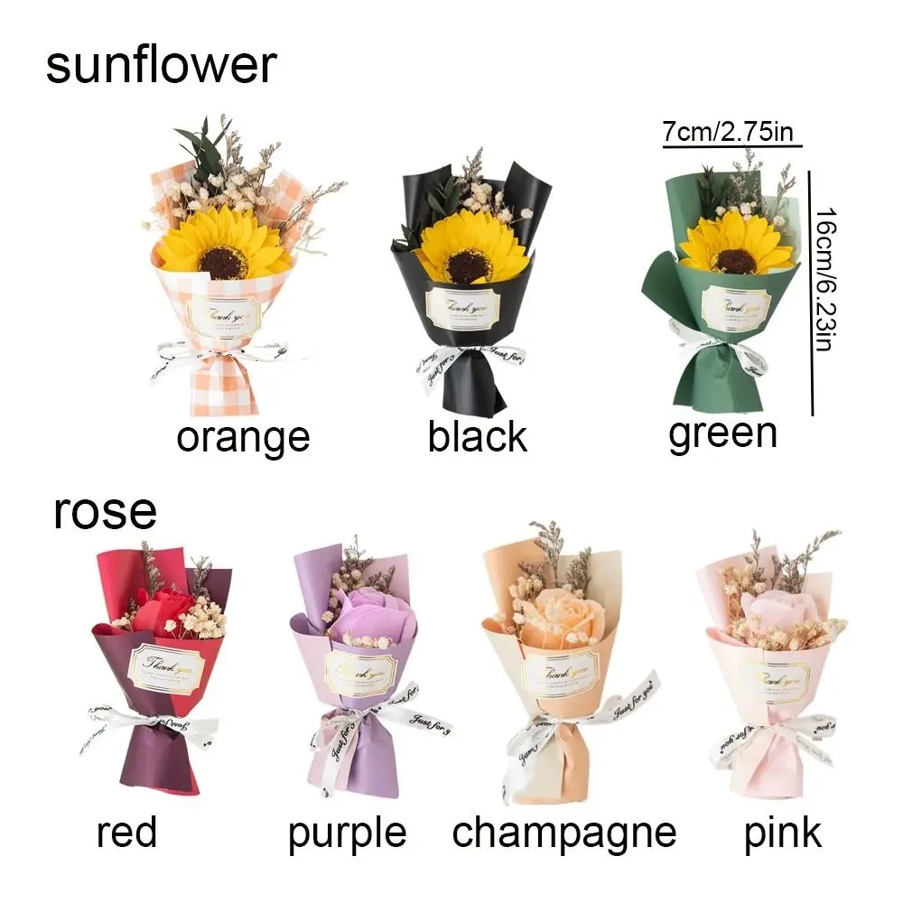 Creative Decorative Soap Rose Flowers Simulation Romantic Sunflower Soap Flower Lifelike Artificial Rose Bouquet Photo Props