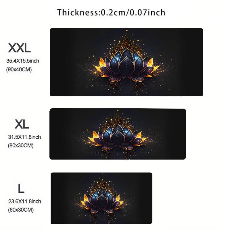 Black Gold Lotus Mouse Pad Gaming Accessories Notbook Computer Speed Mini Pc Gamer Keyboard Desk Mat Big Mousepad Large Gift