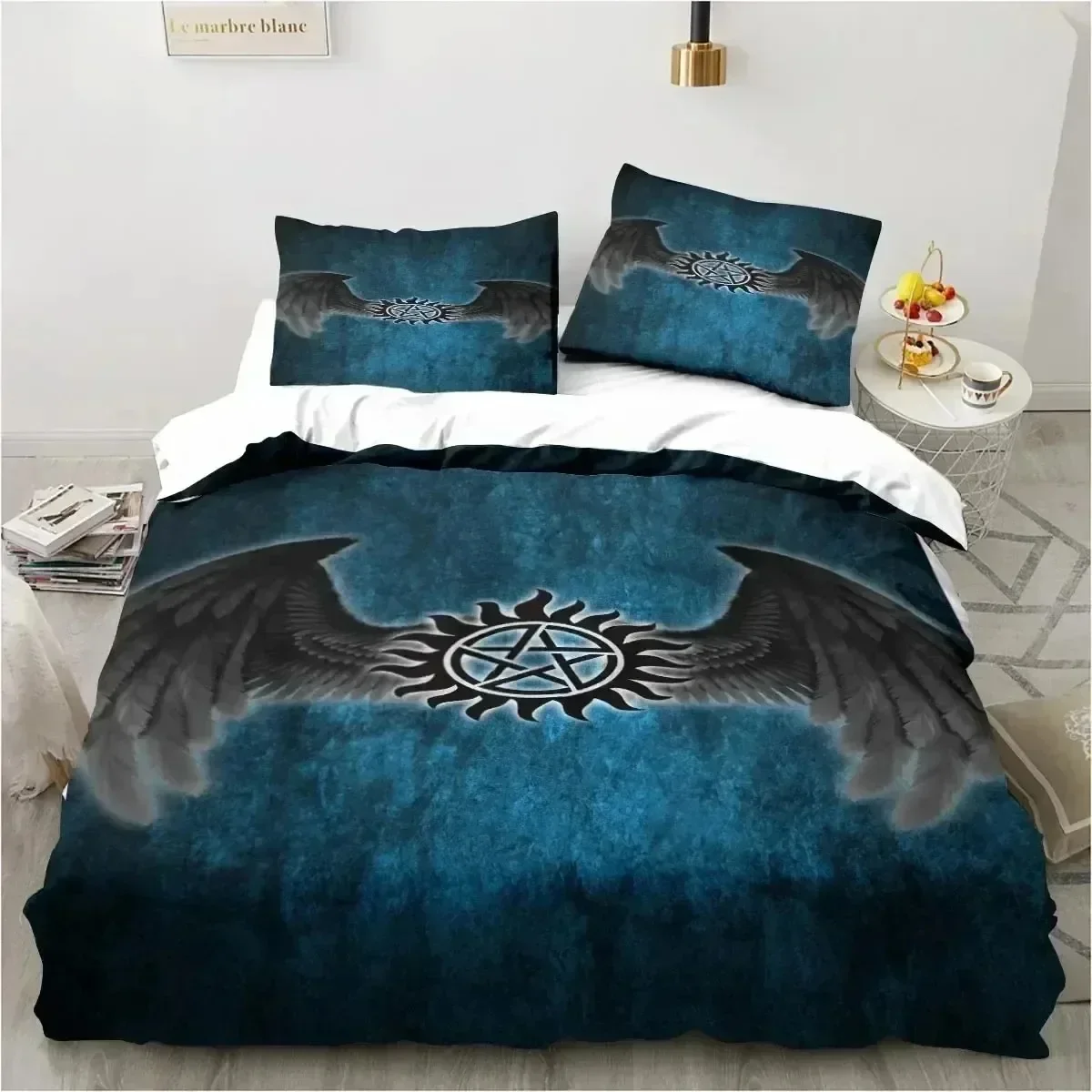 Supernatural Logo Bedding Set Boys Girls Twin Queen Size Duvet Cover Pillowcase Bed Boys Adult Fashion Home Textileextile