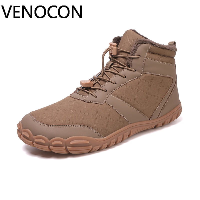 VENOCON Barefoot Man Minimalist Winter Snow Box Warm Water Resistant Shoes Boots Sneakers Women Men With Ball Wide Nose Toe