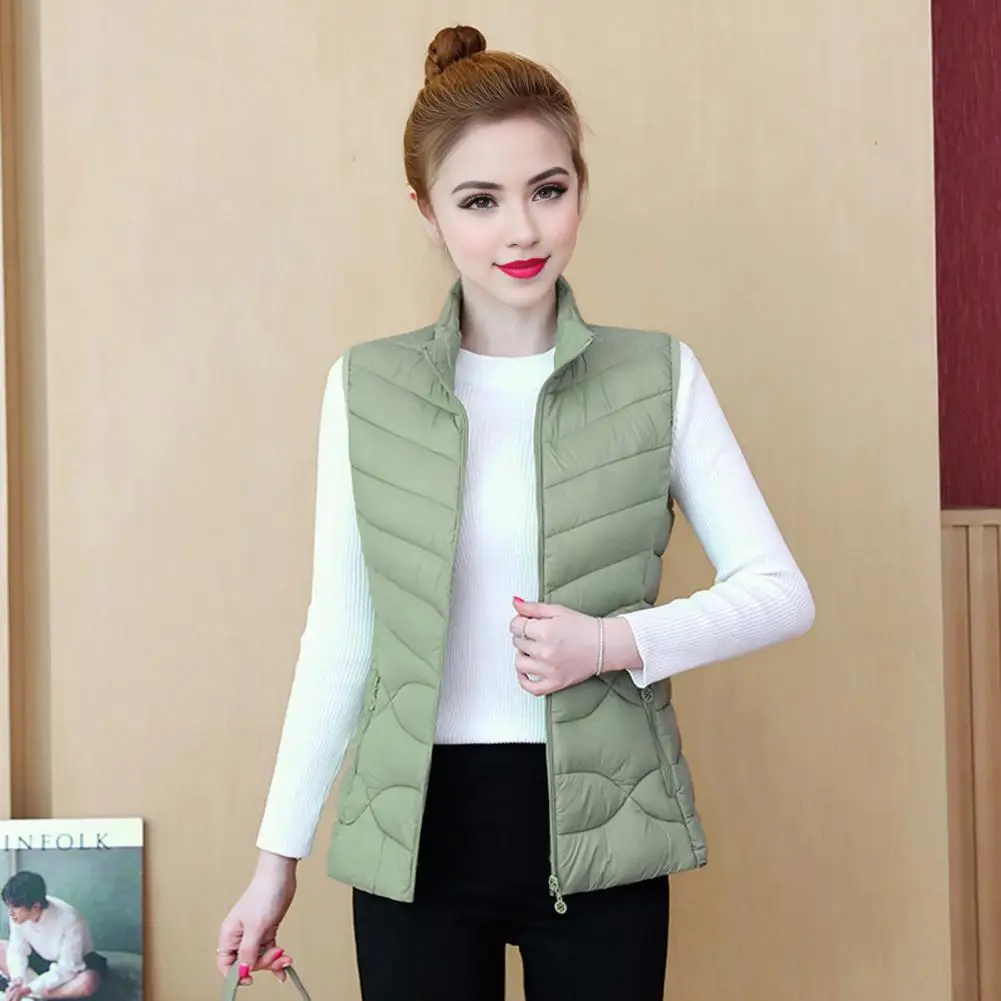 Women Polyester Vest Stylish Women's Padded Vest for Autumn Winter Ultra Light Windproof Sleeveless Jacket with Slim for Home