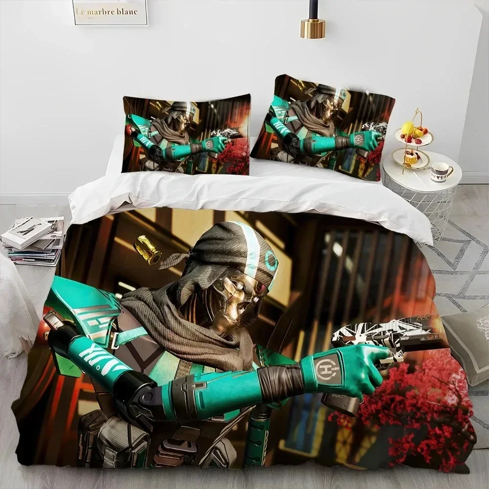

A-Apex Legends Game Gamer Cartoon Comforter Bedding Set,Duvet Cover Bed Set Quilt Cover Pillowcase,king Queen Size Bedding Set