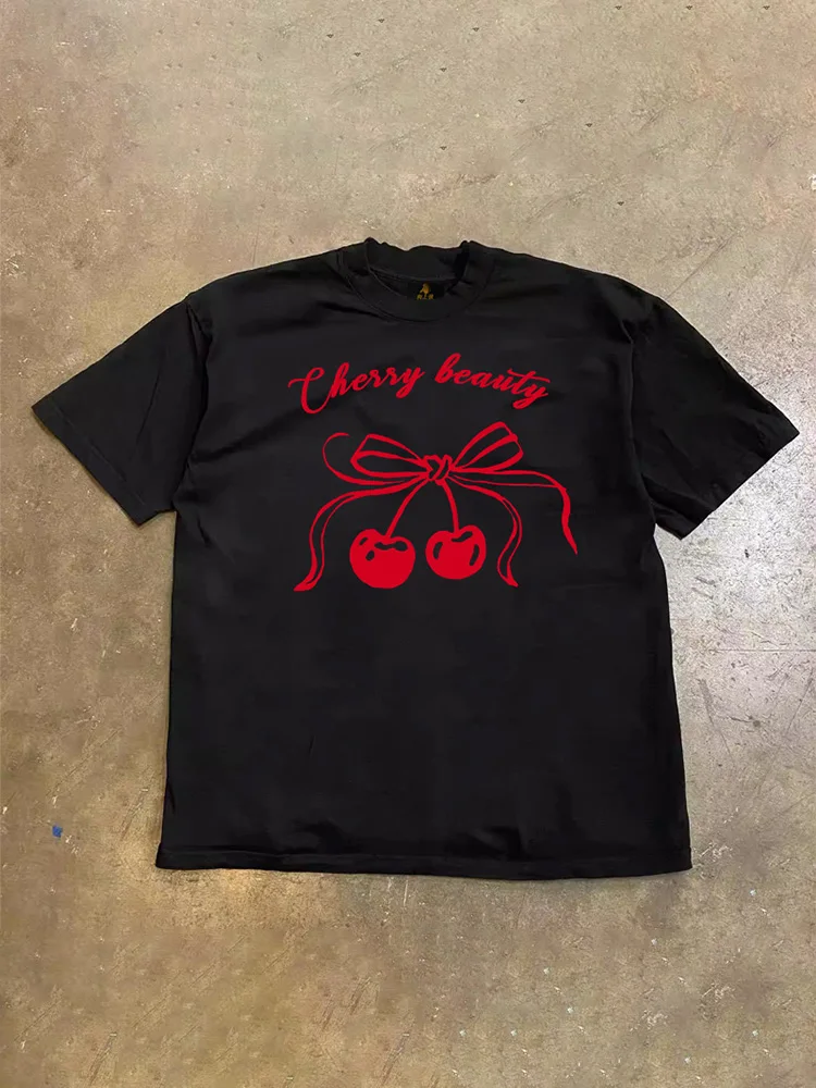 Loose Fit Short Sleeve T-Shirt Pure Cotton Double Thread Women's Style Heavyweight Couple's Tee Casual Summer Fashion