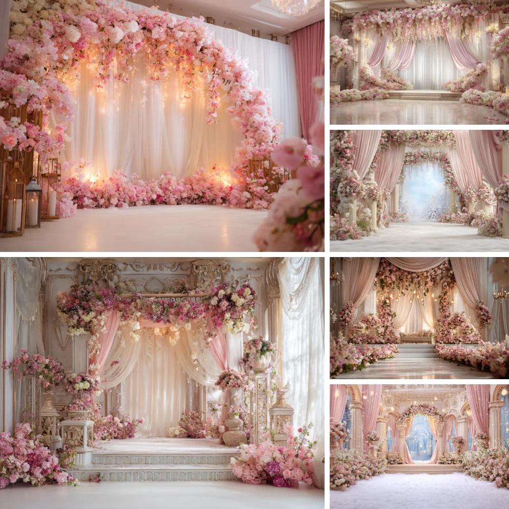 

Valentine's Day Flowers Theme Photography Background Curtain Curtain Tea Party Decoration Dreamy Wedding Supplies Backdrod