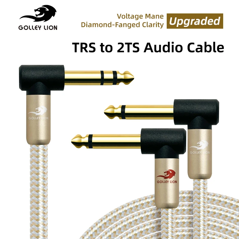 GOLLEY LION  TRS Stereo Y-Splitter Insert Cable Right-Angle Plugs TRS Jack to Dual TS Mono Breakout Cable Audio Patch Cord