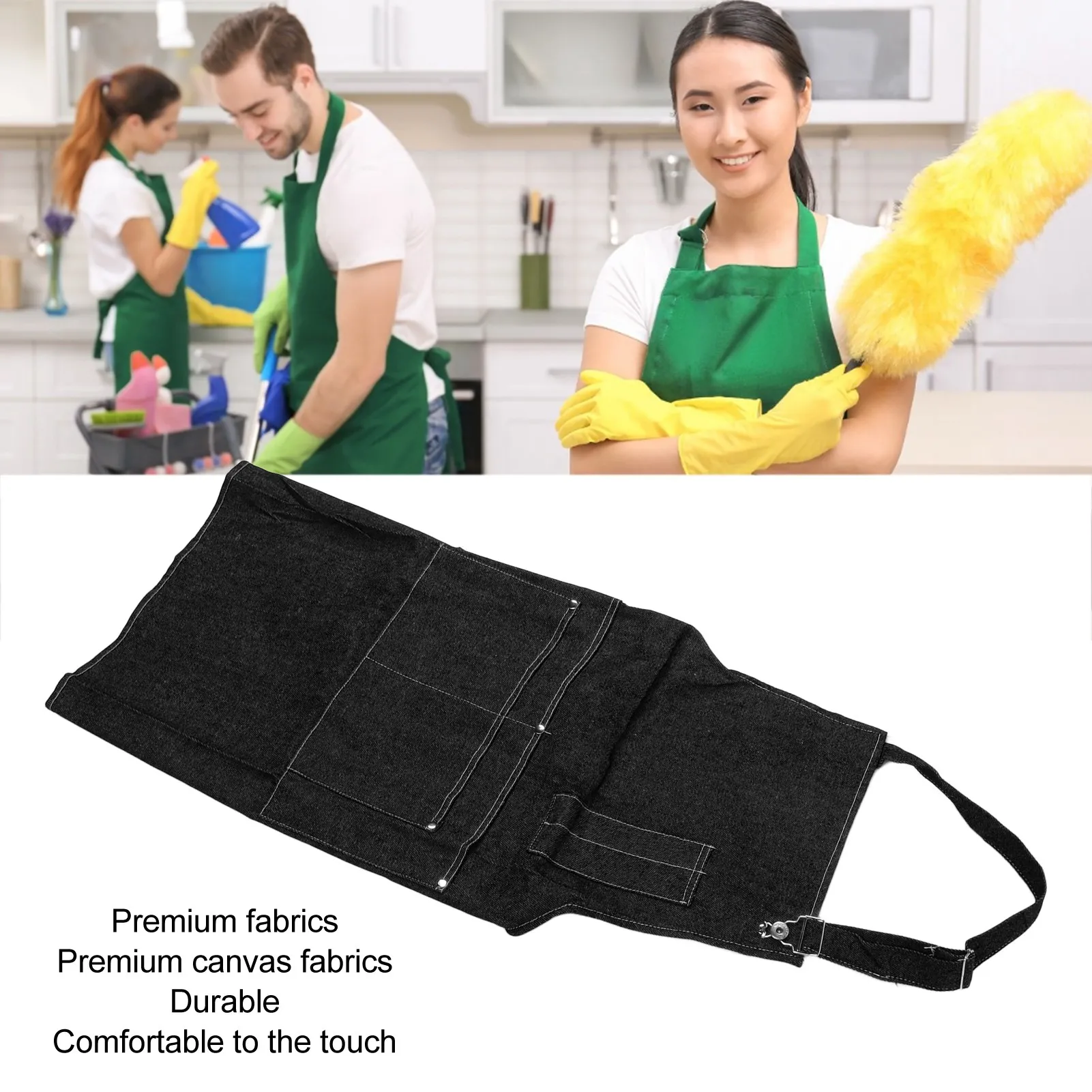 Multipurpose Stylish Canvas Apron Black Blue Classic Loose Multi Pockets Wear Resistance Workshop Tool Aprons For Work Home