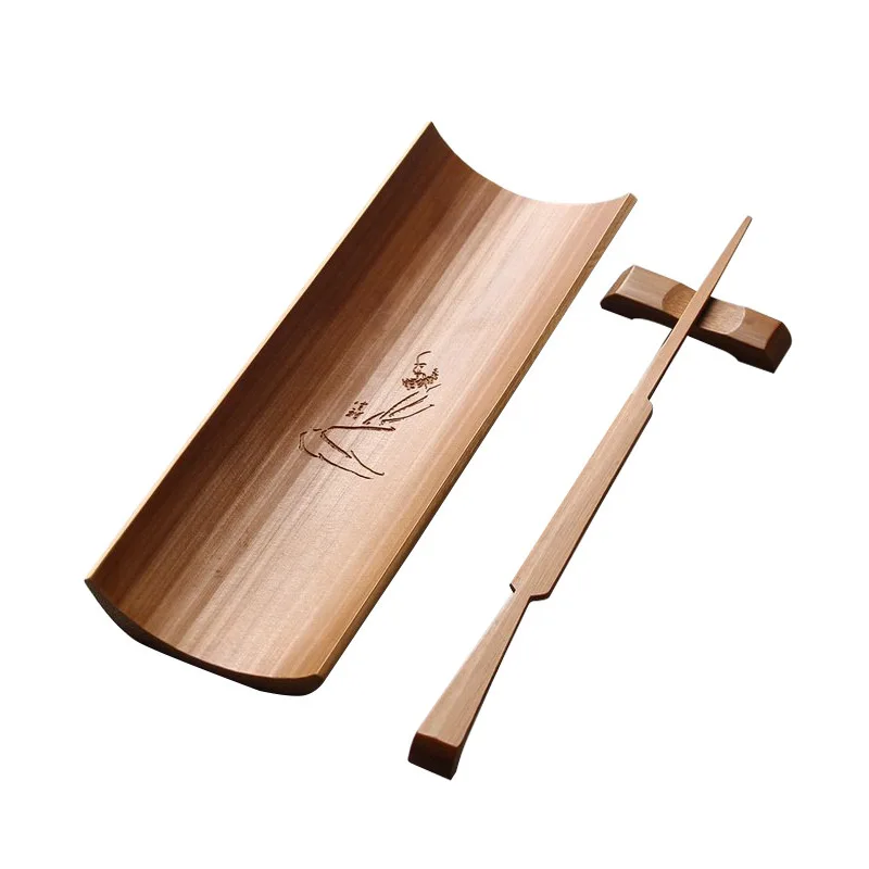 

Bamboo carved tea, retro tea clip tea measuring set