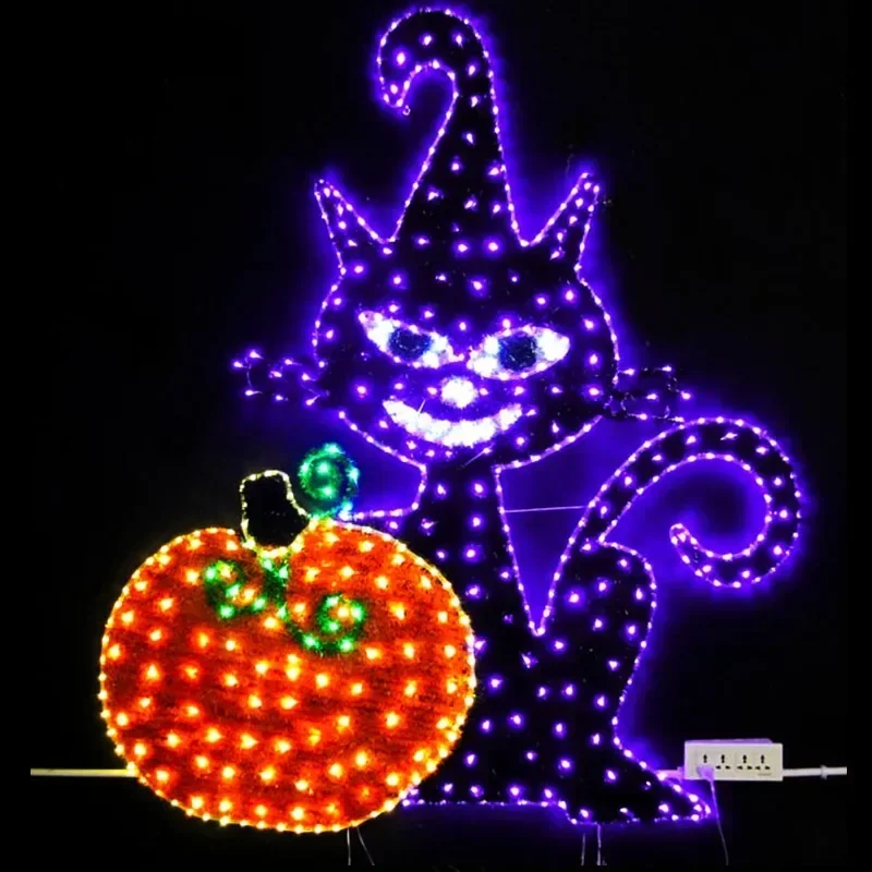 

2024 Holiday Party Decoration Halloween Pumpkin Ghost Bat Luminous Pattern Light Halloween Decoration