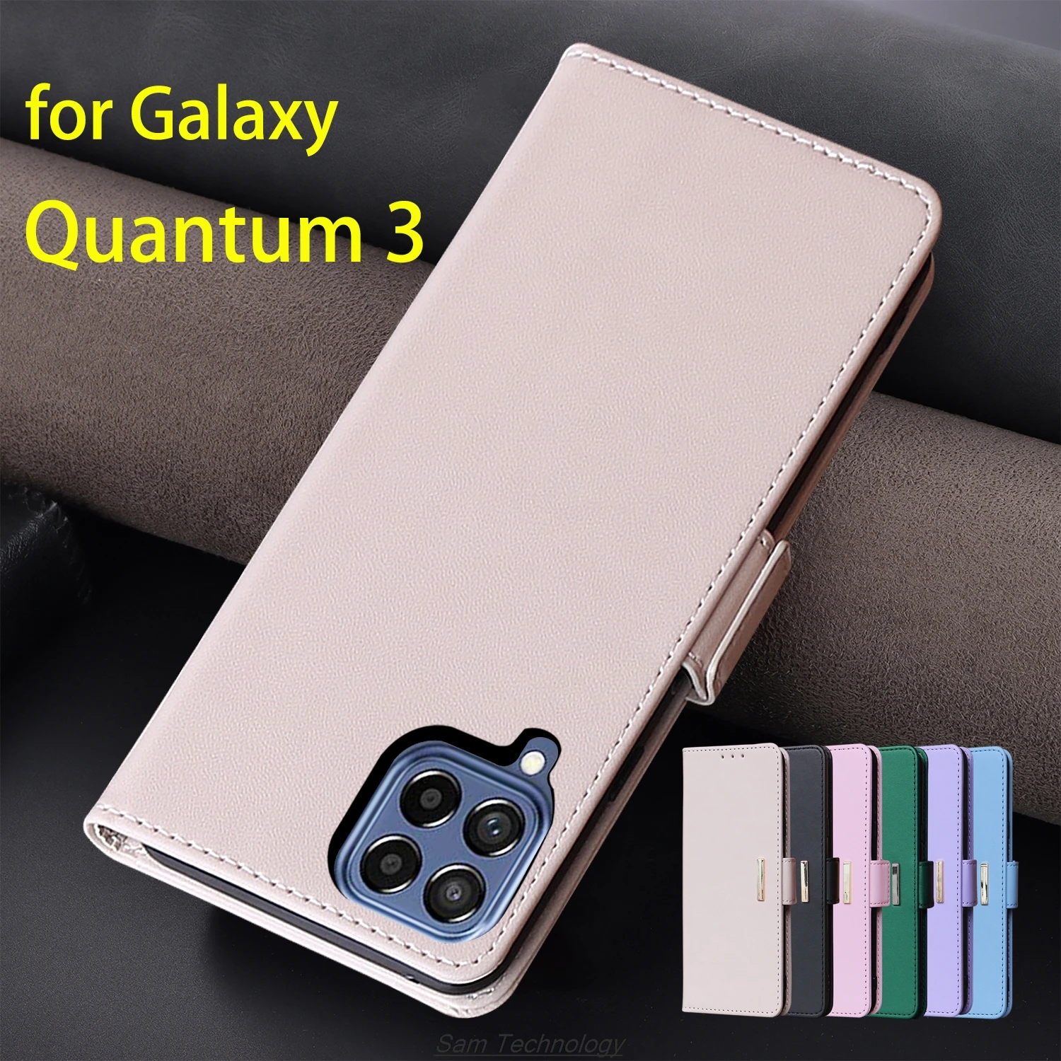 

Кожаный чехол с магнитной пряжкой для Samsung Galaxy Quantum 3 Quantum3, кошелек RFID-блокировка, откидная крышка, женский простой чехол Fundas Coque