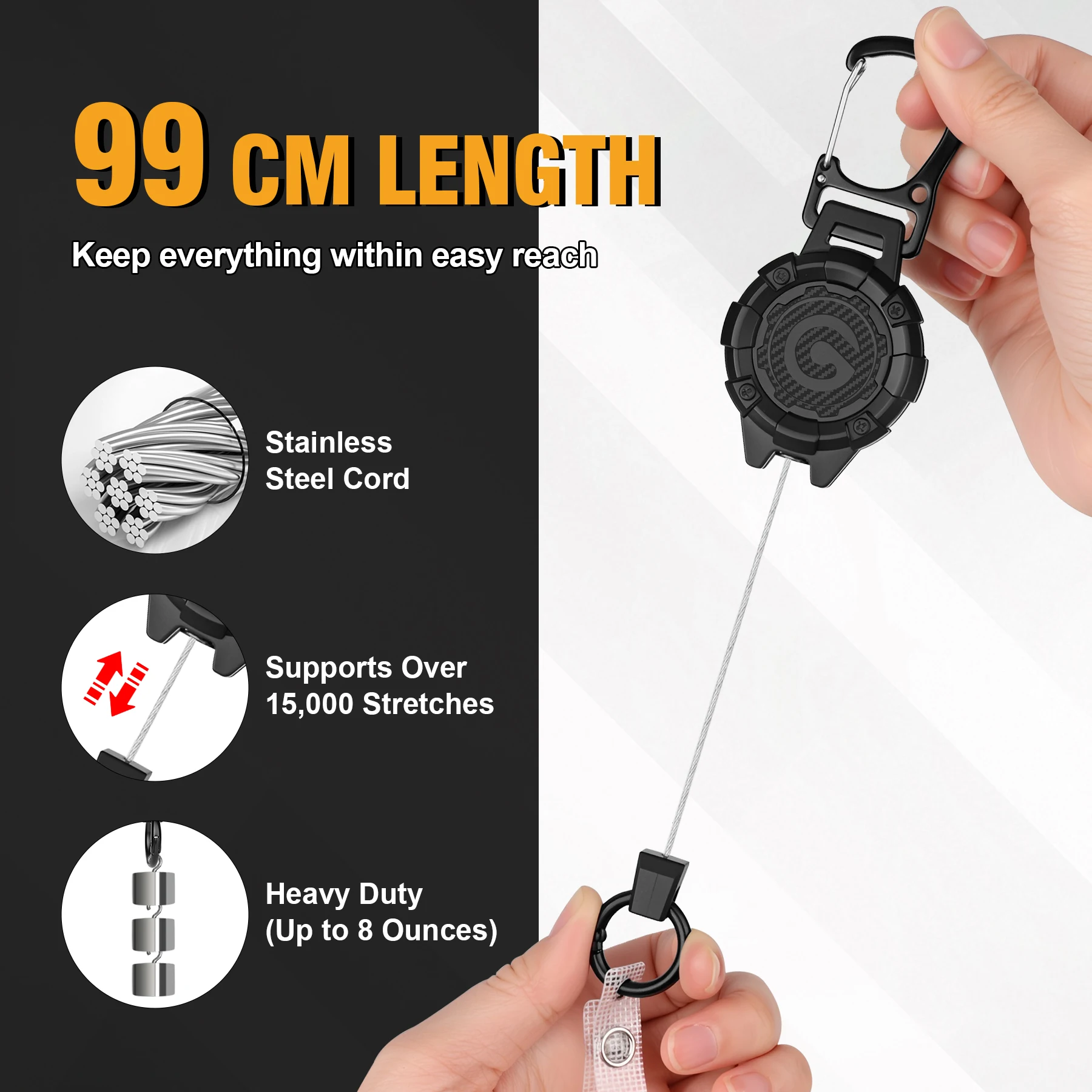 الثقيلة قابل للسحب شارة بكرة المفاتيح التكتيكية معرف شارة حامل حزام الصلب قابل للسحب حبل أدوات متعددة الملحقات #2