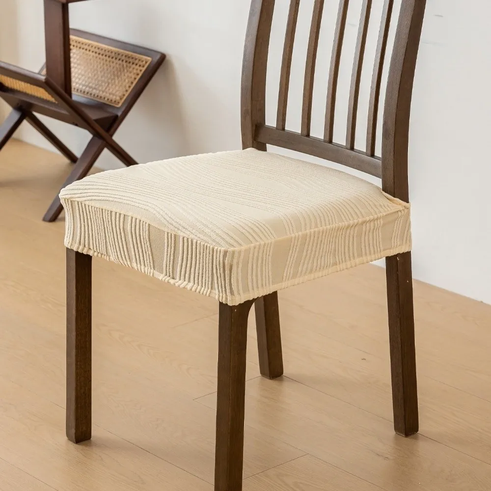 Universal Elastic Chair Cushion Cover Solid Color Removable Chair Slipcover Soft Non-Slip Seat Cover Dining Room