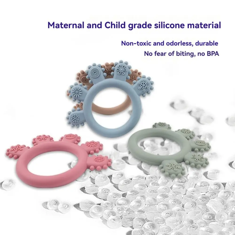 

Food Grade Silicone Baby Teething Anti-Crying BPA Free Silicone Teething Ring Easy to Grasp Textured Design Infant Chew