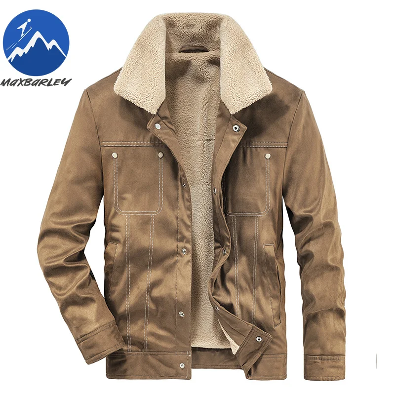 موضة جديدة سترات من جلد الغزال رجل الفراء المتكاملة الصوف سترات من الجلد جودة الذكور سمكا الدافئة الشتاء معاطف جلدية حجم 4XL