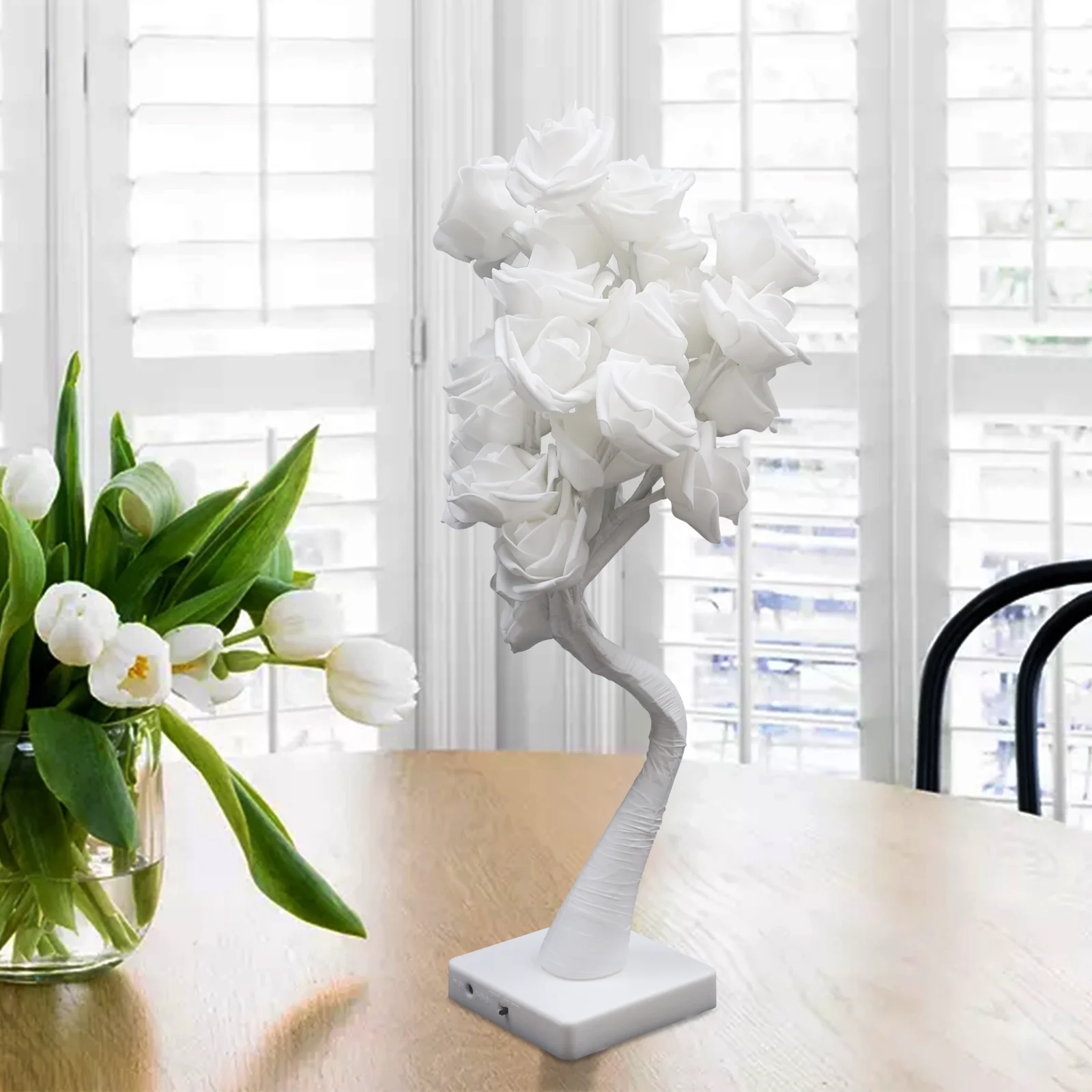 مادة البولي ايثيلين 10*10*45 سنتيمتر مصباح طاولة وردي مصدر ضوء LED ضوء دافئ مصدر طاقة مزدوج 0.26 كجم الوزن الإجمالي إضاءة زينة للمنزل #5