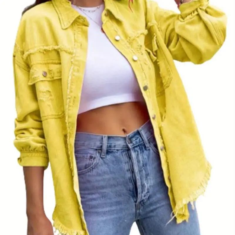 

Denim Jaet Women's Long Sve Tear Hole Transforming Purple Cross-Border Ladies' Jaet Autumn Season Special Wide Fit