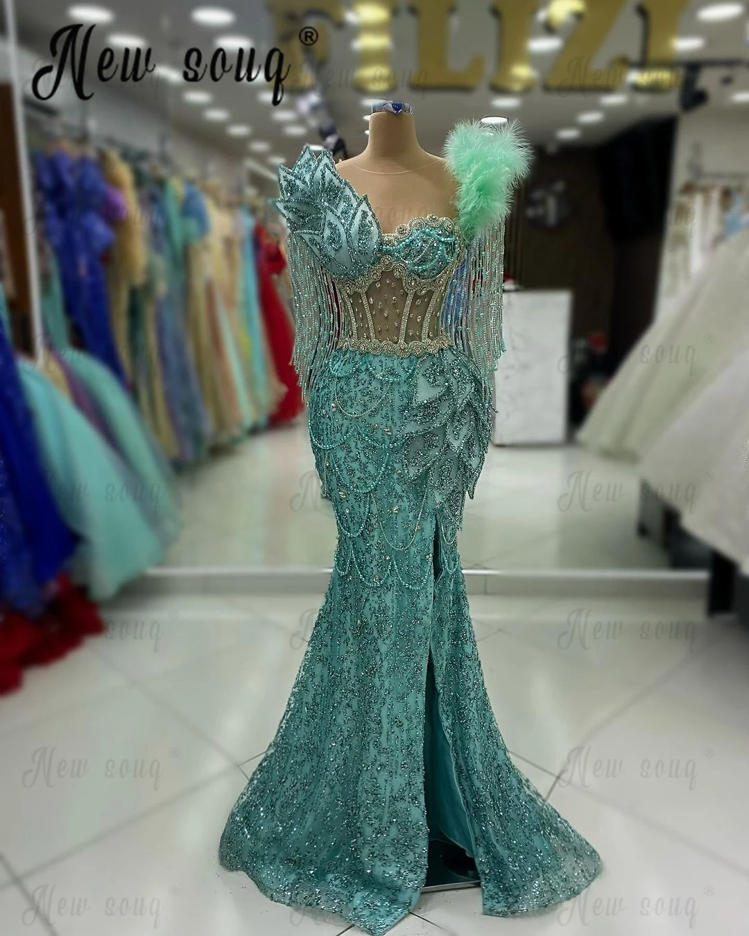 

Luxury Crystals Tassel Prom Dresses Gorgeous Mermaid Formal Occasion Dresses 2024 Long Celebrity Dresses Abiye فساتين الحفلات