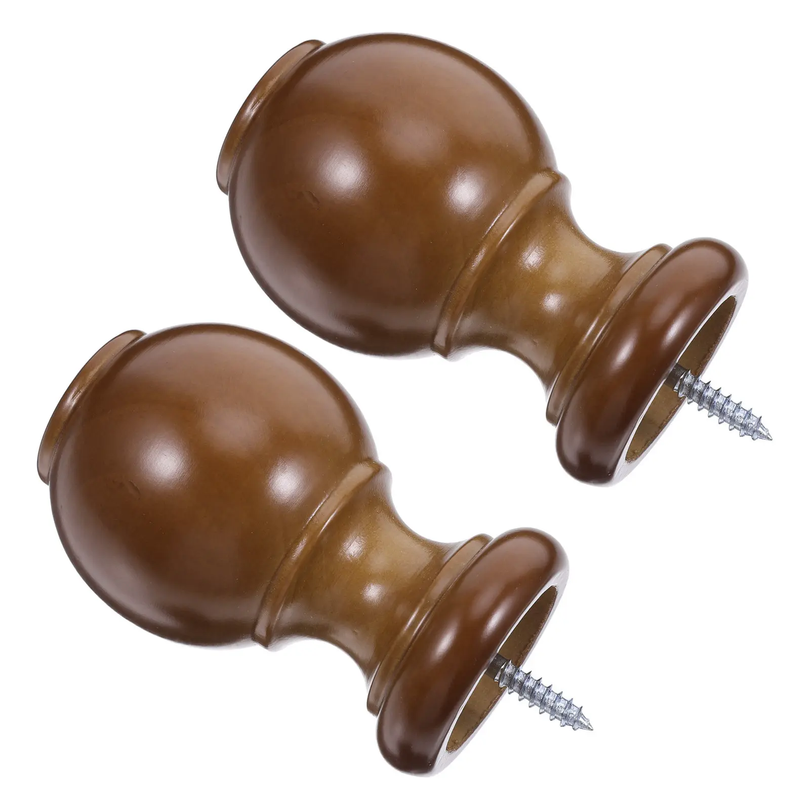 2Pcs Wood Curtain Rod Finials Screw on Decorative End Caps Replacement Drapery Rod Ball Finials for Bedroom Living Room Window