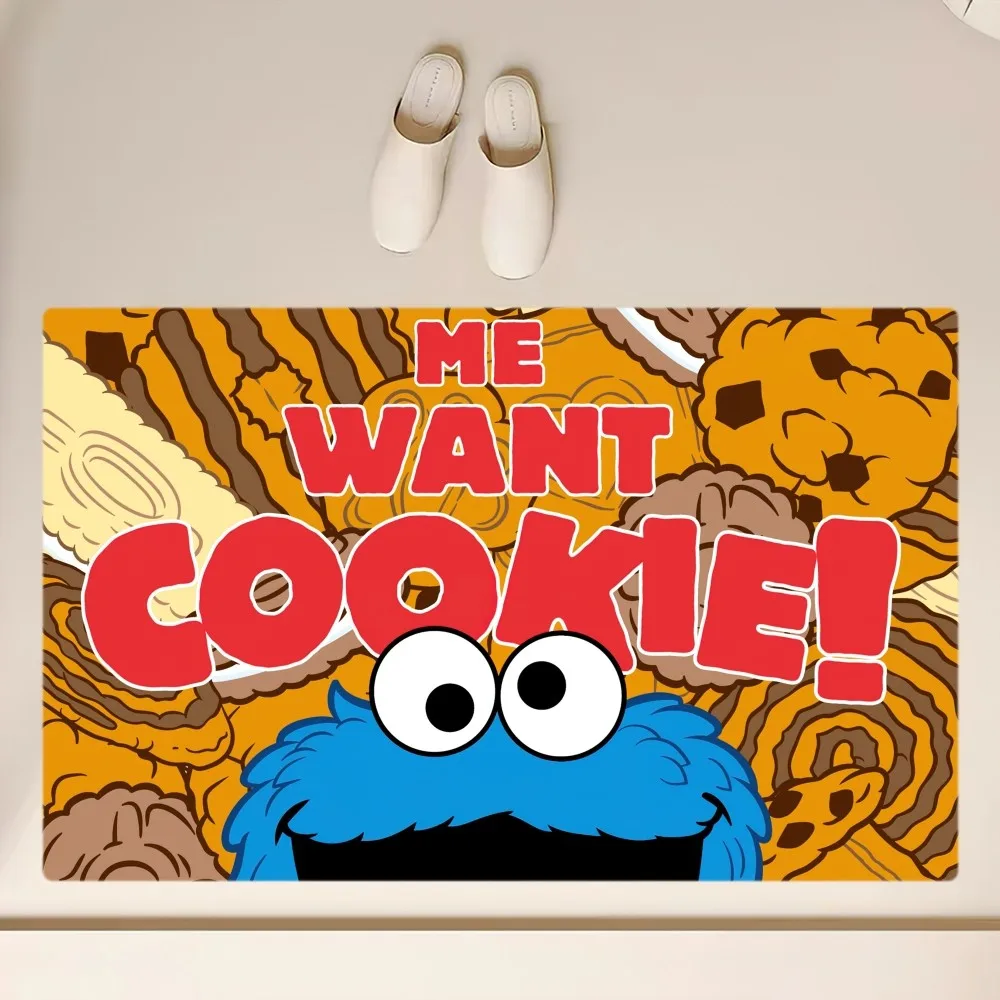 Cartoon Cookie Monster Floor Mat Anti-Slip Bathroom Kitchen Bedroom Living Room Entrance Rug Home Decor