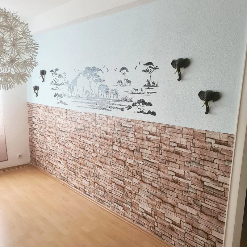 Decorative self-adhesive waterproof and moisture-proof 40 pieces 38.5X35cm imitation brick wallpaper bedroom wall decoration