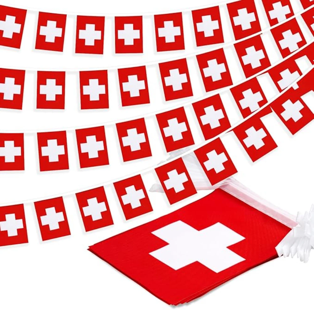 14x21cm20pcs/set Switzerland bunting flags Pennant String Banner swiss Flag Buntings Festival Party Holiday