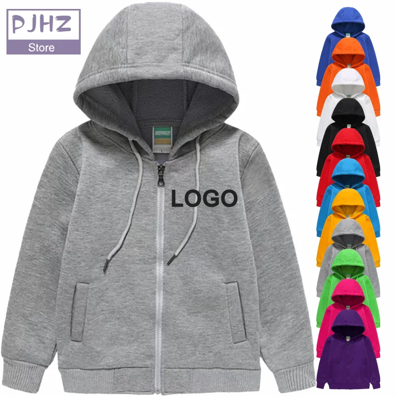 

Children's Solid Color Zipper Hoodie Cotton Warm Hoodies Custom Design Printing Logo 2024 New Autumn Winter Coat