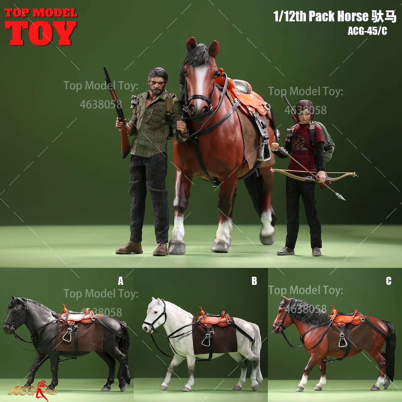 

ACG-45 1/12 Static Animal Model 30x12.5x23cm Pack Horse With Harness Riding Scene Accessories Fit 6'' SoldierAction Figure Body