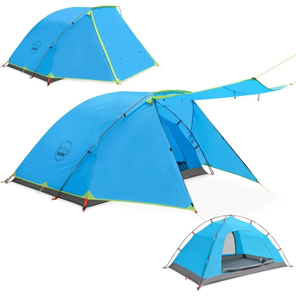 

2／4 Person Camping Tent Outdoor Waterproof Family Large Tents 2/4 People Easy Setup Tent with Porch Double Layer