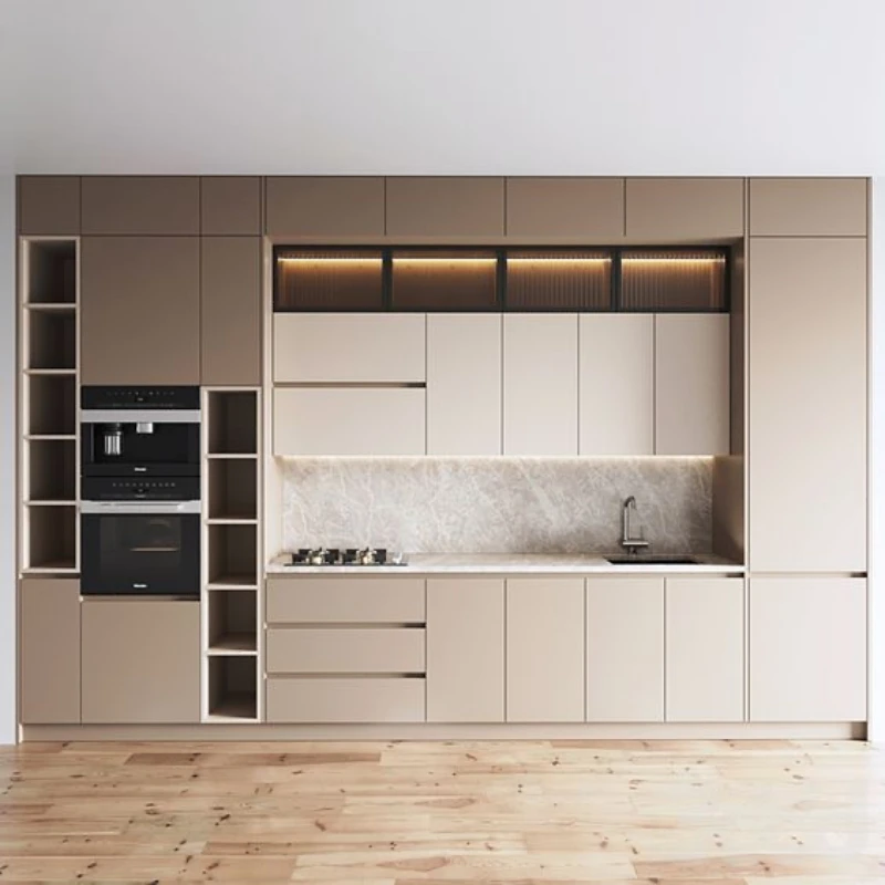 Custom Kitchen Cabinets Modern Pantry Dark Solid Real Wood Customizable Kitchen Furniture Cabinet Units Worktop