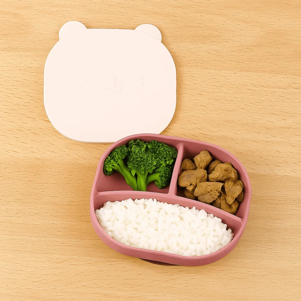 

Cartoon Bear Baby Weaning Dishes BPA-Free Portable Baby Silicone Sucker Plate Easy Clean Anti-Slip Children's Tableware