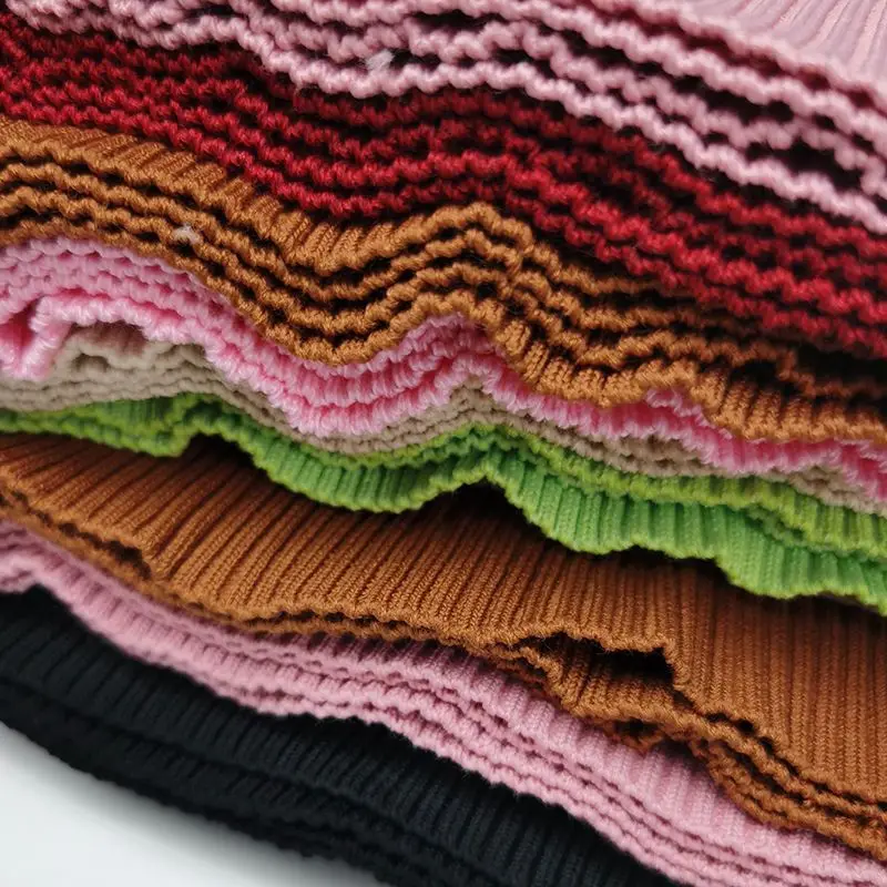 High quality cotton elastic threaded fabric sweater clothing cuffs neckline waist hem trousers corner ribbed fabric