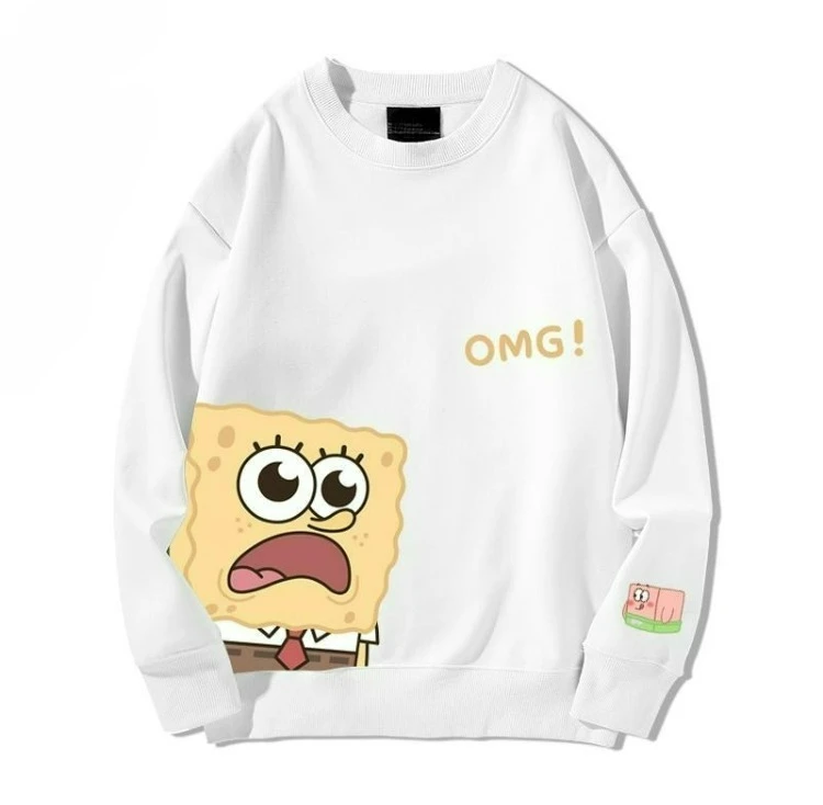 

Q-версия Губка Боб Квадратные Штаны Толстовка для пар с большими звездами Мужская и женская осенне-зимняя свободная и универсальная повседневная одежда