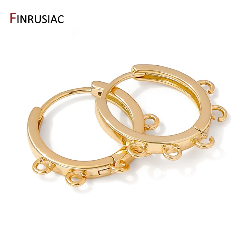 Trendy 14K Gold Plated Brass French Hoop Earring Clasps with 3 and 5 Open Rings For DIY Dangle Earrings Making Supplies image 4