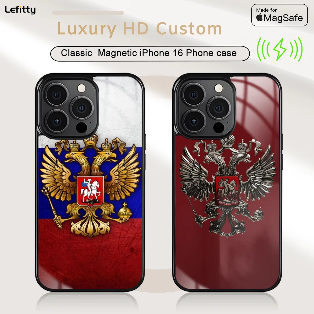 

Russian flag emblem Phone Case For iPhone 16 15 14 13 12 11 Pro Max Plus Mini Magnetic Magsafe Wireless Charging Cover