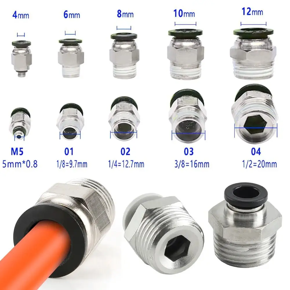 1Pcs Pipe Fitting PC Pneumatic Fittings Straight 1/8