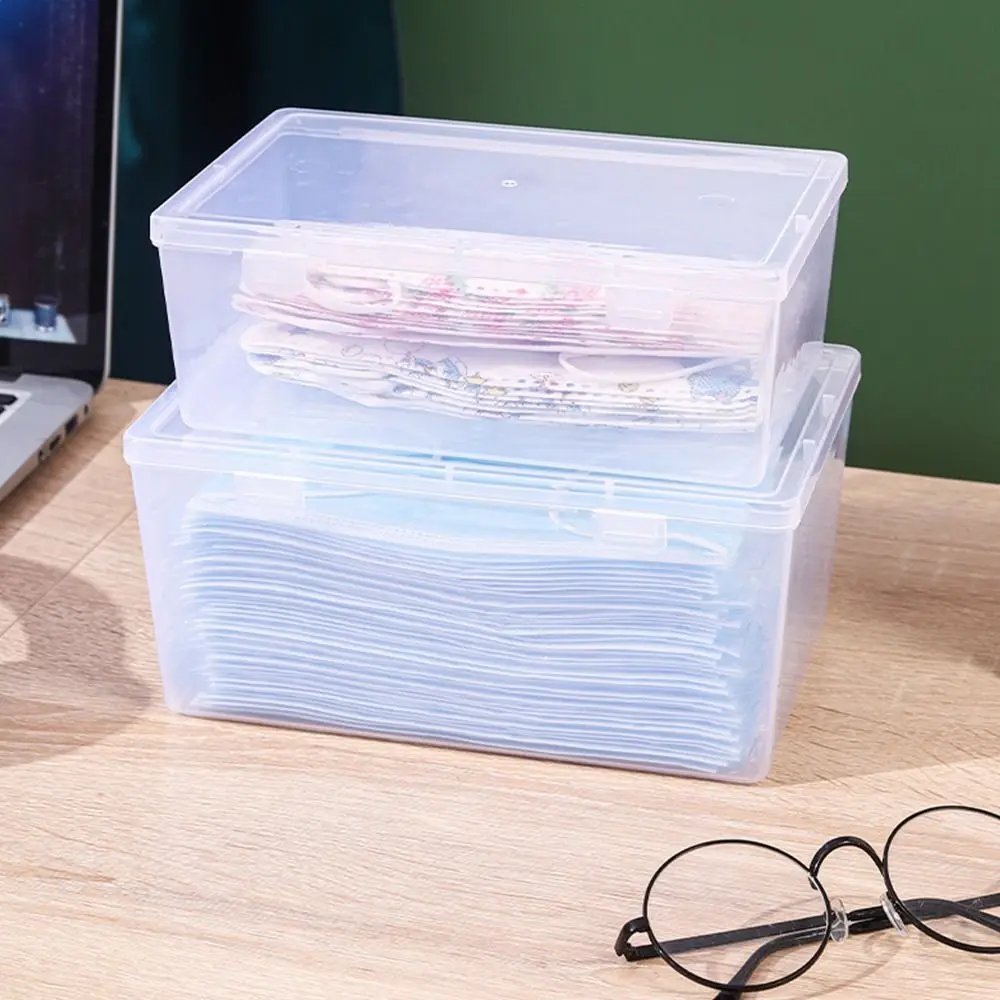 Neue 1-teilige, verdickte Maskenaufbewahrungsbox, transparente Klappbox, kleine und große Kunststoffbox für Medikamente, Pillen, Schmuck, Ohrringe, Kosmetik – Detail 12