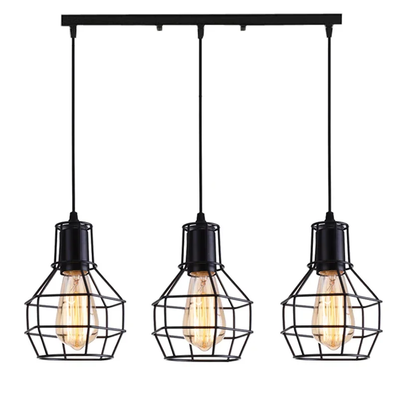 

Nordic Loft Vintage Cage Decor Chandelier Modern Home Kitchen Bar Dining Room Decoration Industrial Engineering Light Fixtures