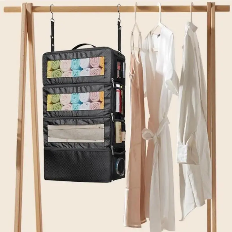 Suitcase Organizer High-capacity Travel Luggage Organizer Hanging Shelve Packing Cube Closet Collapsible Hanging Storage Bags - view 3