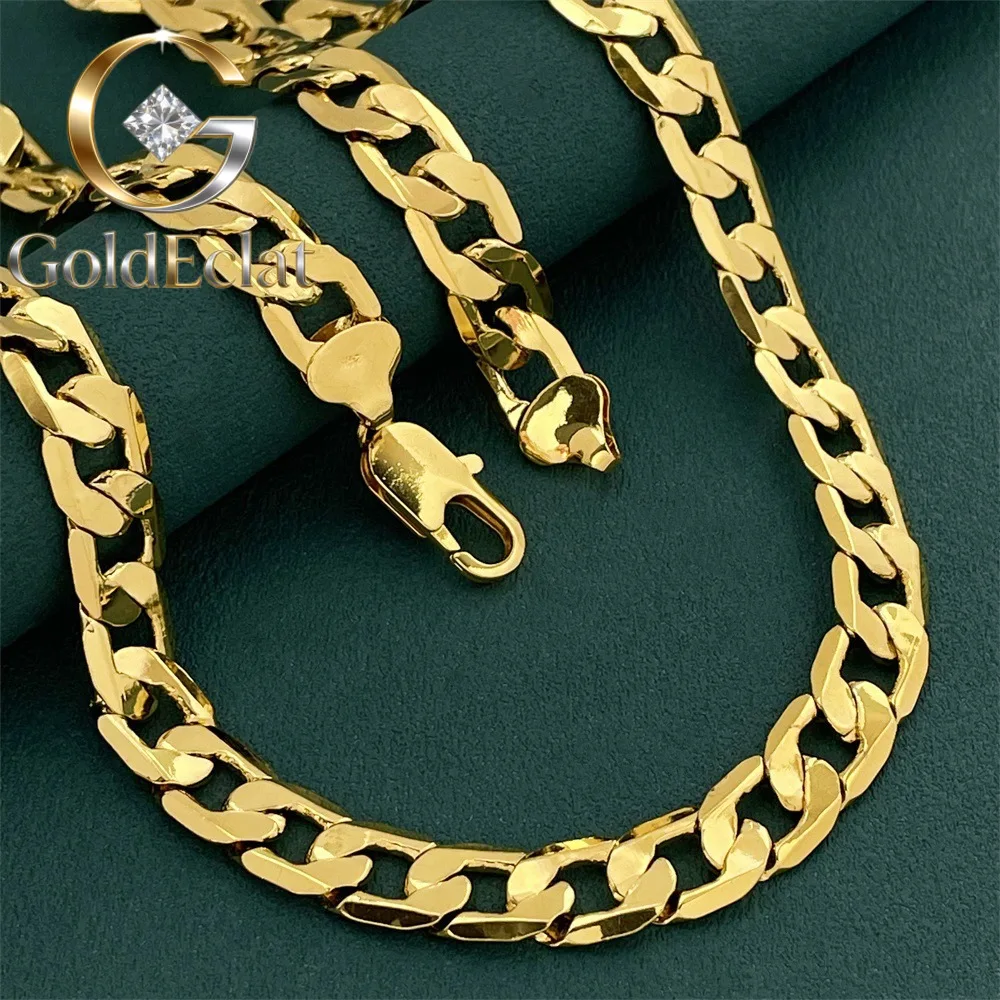 

Ожерелье GoldEclat Luxury из чистого золота 24K 9999 пробы, 10 мм, для мужчин и женщин, геометрическое, 50 см, 55 см, 60 см, 65 см, 70 см