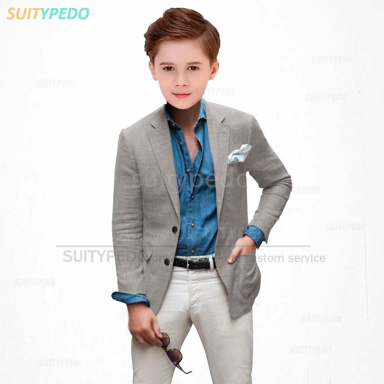 Fashion Boys Linen Blazer Summer Beach Holiday Kids Casual Costume Tailor-made Daily Party Children Slim Fit Jacket 1 Piece