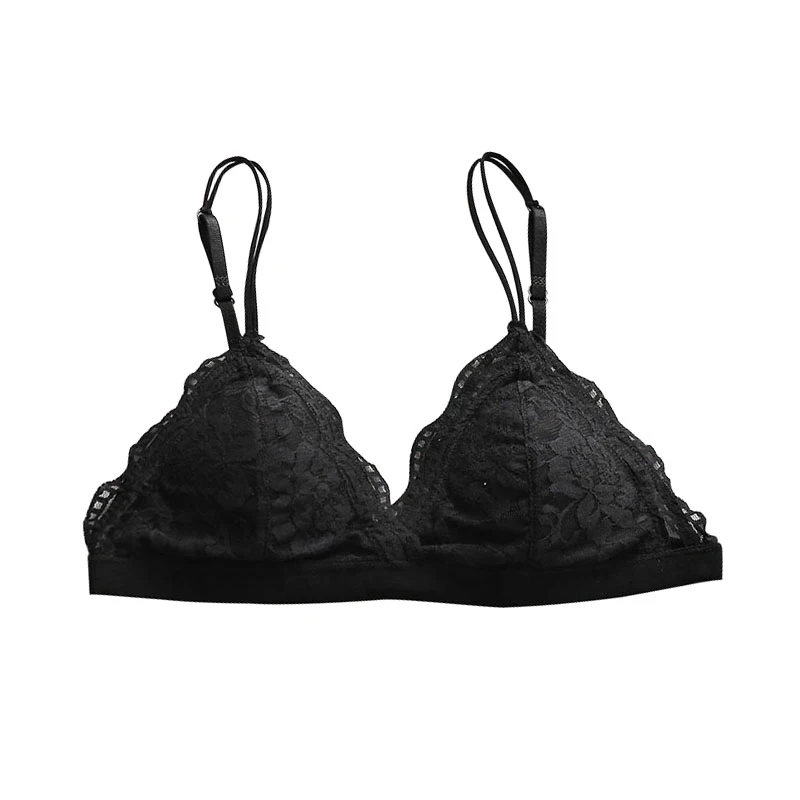 French Bra Without Steel Ring Sexy Lace Thin Summer Sling Triangle Cup Breast Wrap Underwear Women