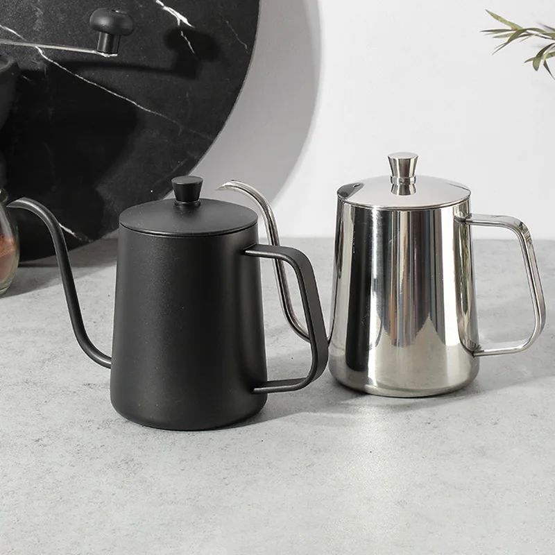 350ml 600ml Drip Kettle Coffee Tea Pot Non-stick Coating Food Grade Stainless Steel Gooseneck Thin Mouth Coffee Drip Kettle