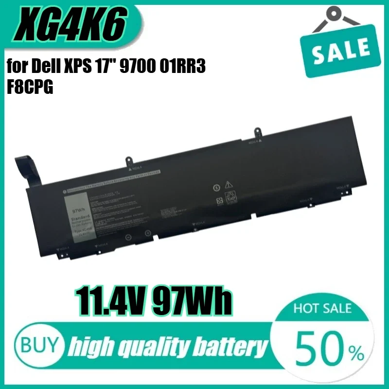 

Аккумулятор для ноутбука XG4K6 11,4 В, 97 Втч для серии Dell XPS 17 дюймов, 9700 01RR3 F8CPG