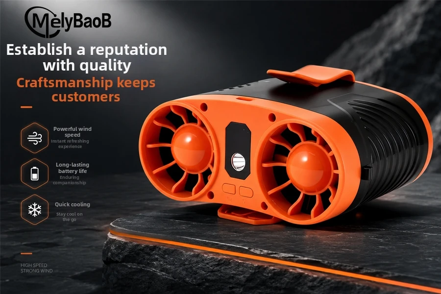 MelyBaoB Dual-Port Waist-Clip & Desktop Fan — High Airflow, Long-Lasting Battery, 7 Hours of Continuous Use —  Personal Fan