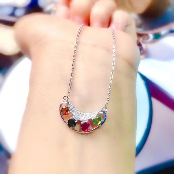 

Модное твердое серебро 925 пробы с турмалином, ожерелье, кулон из 100% натурального турмалина, ювелирные изделия из стерлингового серебра с турмалином