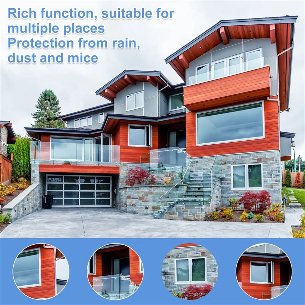 N14R Top 4 Pcs Garage Door Seal Guards Weatherproofing Shield Seal Strip Door Sweep Barrier with Adhesive Tape for Garage Home