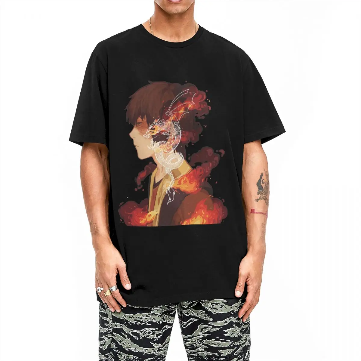 Funny Avatar The Last Airbender Zuko T-Shirt Men 100%Cotton Short Sleeve Round Neck Summer Tops